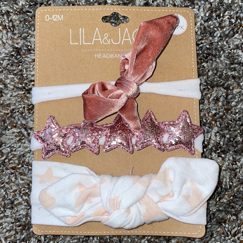 NWT Lila & Jack Little girl headband set 0-12M